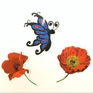 3 Piece Flower Butterfly Vinyl Stickers